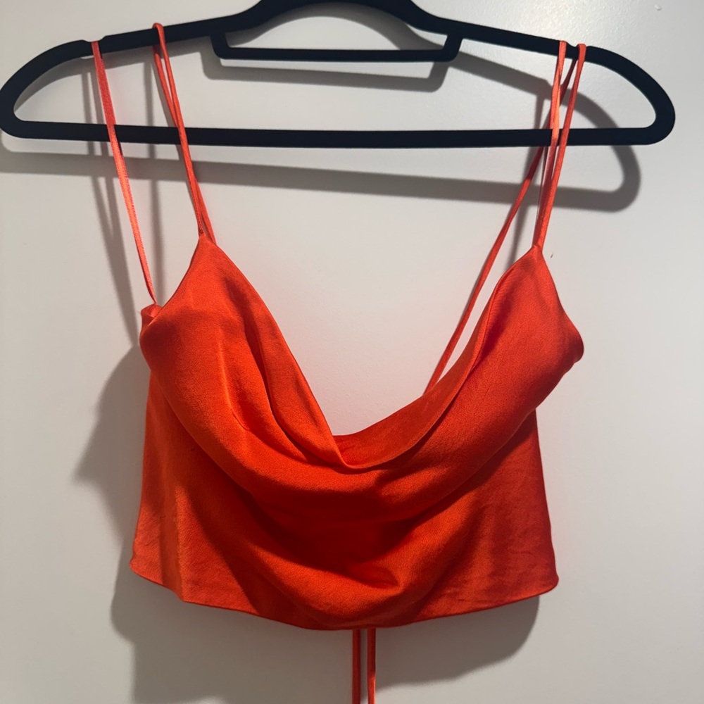 Zara Orange Satin Crop Top